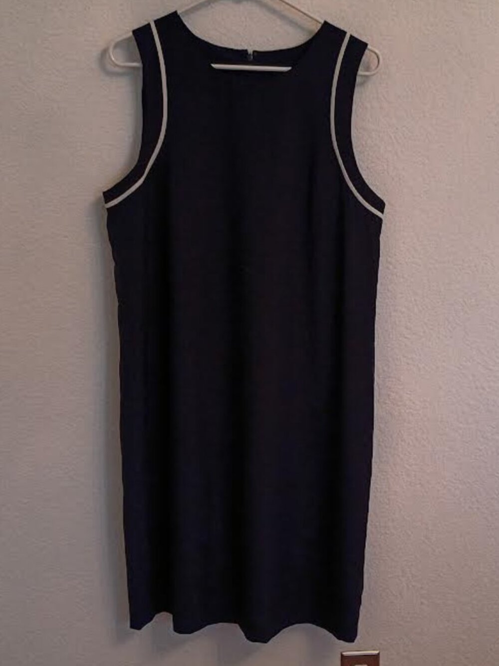 BANANA REPUBLIC WOMEN'S SHEATH DRESS NAVY BLUE WHITE TRIM SLEEVELESS SIZE 14 NWT